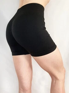 Flexxa Amplify Shorts Seamless High Waisted Booty Scrunch 4.5" Inseam Black - Picture 1 of 3