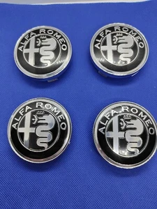 4 Cache Moyeu Centre De Roue Alfa Romeo noir 60mm - Picture 1 of 3