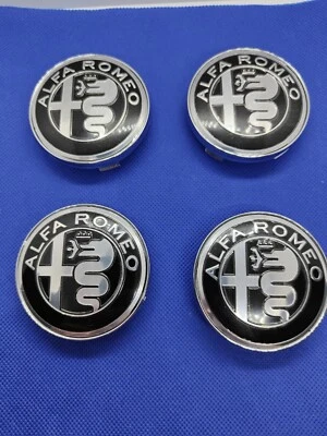 4 Cache Moyeu Centre De Roue Alfa Romeo noir 60mm - Image 1 of 3