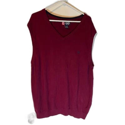 Chaps 男式 Grandpacore 商务学院风勃艮第无袖毛衣背心 XL — 第 1/3 张图片