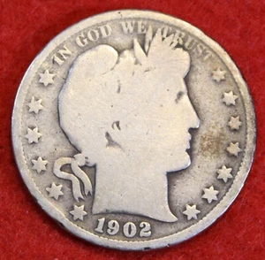 1902 Barber Half Dollar 90% Silver Coin Circulated BH541 - Picture 1 of 2