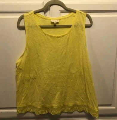 Maison Jules Crochet Hem Sleeveless Yellow New With Tags Top Women’s Size XXL - Image 1 of 4