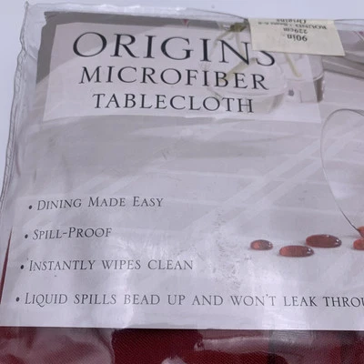 Origins Microfiber Tablecloth~Wine Red~90" Round~Windowpane Plaid~Spill Proof - Image 1 of 4
