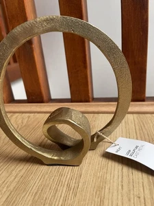 Next Gold Metal Loop Ornament/minimalist Rustic Home Office Decor Art Sculpture - Picture 1 of 7