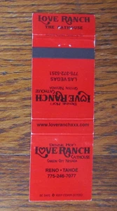 LOVE RANCH CATHOUSE BURDEL MATCHBOOK CUBIERTA DE CERILLAS (CARSON CITY, NEVADA) -A3 - Imagen 1 de 1
