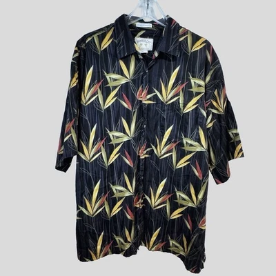 Bamboo Cay 黑色短袖 Bird Of Paradise Resort 穿衬衫 Sateen XXL — 第 1/4 张图片