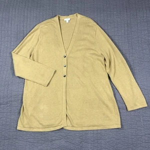 J Jill Cardigan Sweater Womens XL Tan Linen Rayon V Neck Button Front Longline - Bild 1 von 24