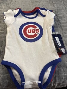 MLB Chicago Cubs Infant Girls 3pk Bodysuit Set in Team Colors, 3-6 Months NWT - Picture 1 of 4