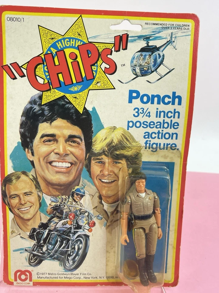 Vintage All Orig Mego Chips PONCH 3-3/4" Poseable Action Figure 1977 MOC Sealed - Image 1 of 4