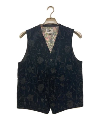 Engineered Garments Floral print velour vest Size: M Black Men - Image 1 of 4