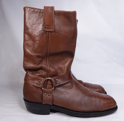Botas Arnés Cuero Marrón Vintage Moto Talla 9 E Foto 1 de 4