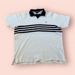 Vintage Polo Sport Mens XL Blue White Striped Short Sleeve Shirt Oversized - Picture 1 of 6