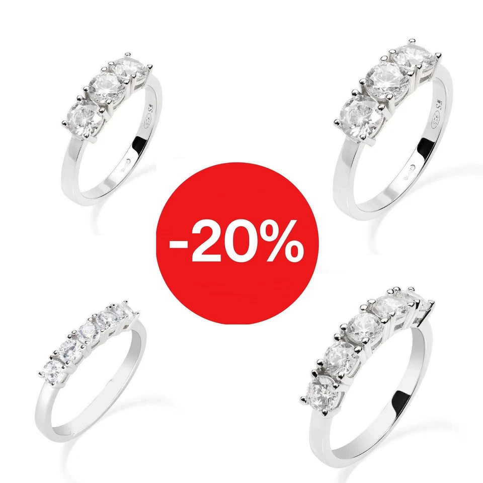 Anello Donna Argento 925 Trilogy e Riviera Veretta con Zirconi AMEN Gioielli - Immagine 1 di 3