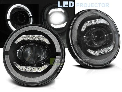 Faros Delanteros LED Negro Angel Eye para Jeep Wrangler 2 TJ/3 JK 1996-2018 EU-s  Foto 1 de 4