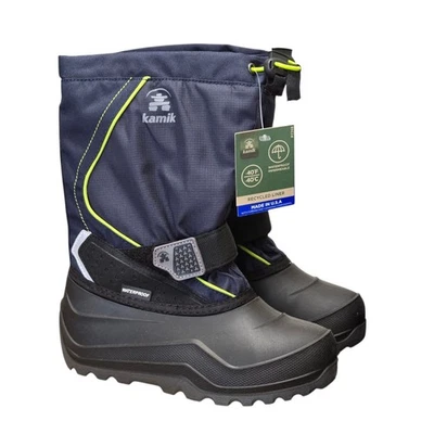 KAMIK Niños Botas de Invierno Talla 2 Azul Marino Impermeables Aisladas Clima Frío Foto 1 de 4