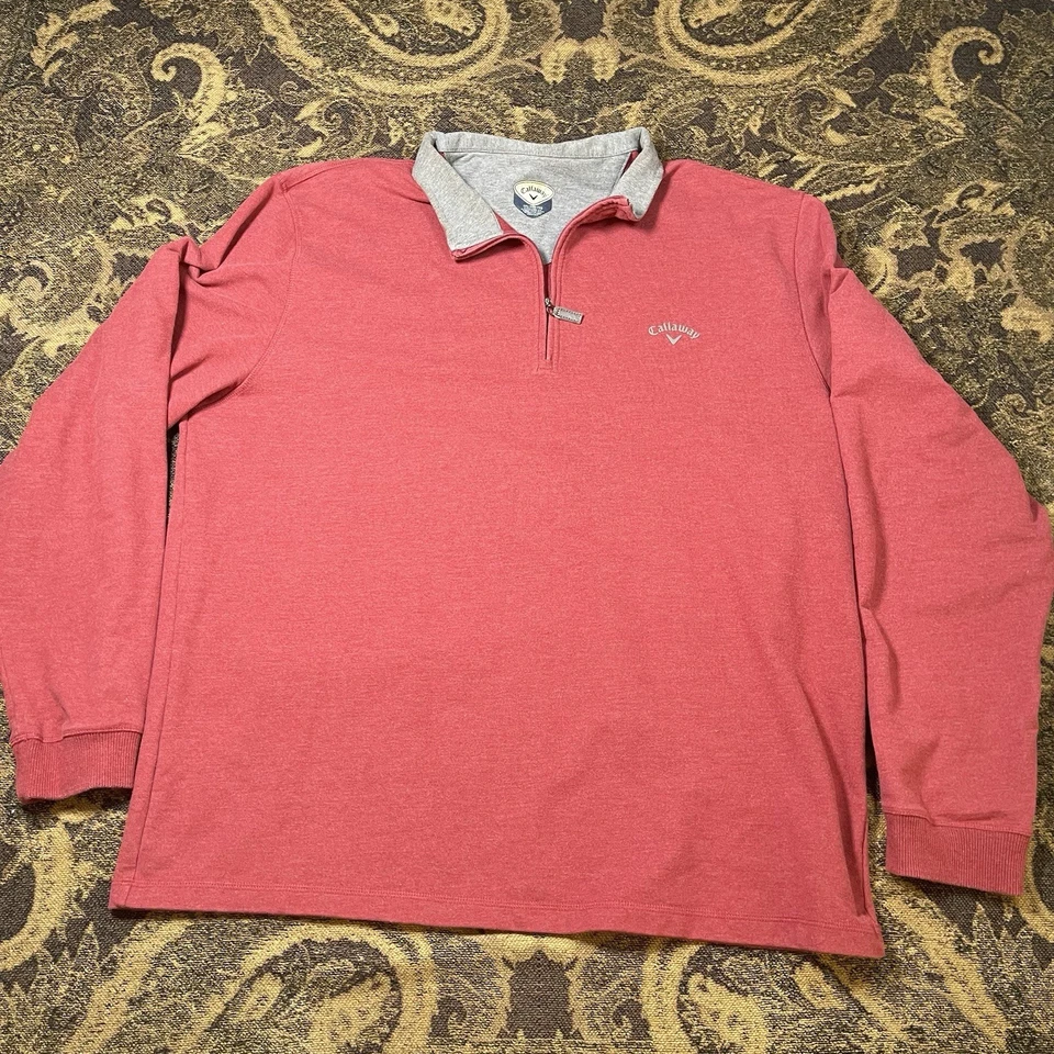 Suéter de golf Callaway polar 1/4 cremallera para hombre 2XL rojo logotipo de cuello falso Foto 1 de 4