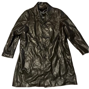 Knoles & Carter schwarze italienische Lammlederjacke langer Trenchcoat 2XL - Bild 1 von 7