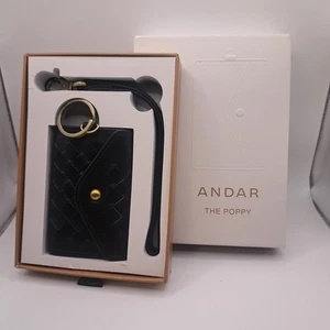 Andar - The Poppy - KeyChain Card Leather Wallet In Jet Black Woven - New in Box - Imagen 1 de 4
