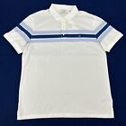 Calvin Klein Shirt Men XL White Blue Stripes Liquid Touch Short Sleeve Polo NEW