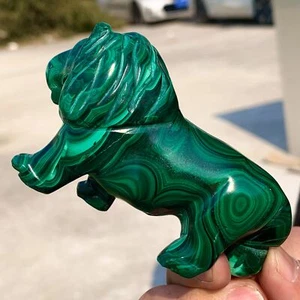 233 g natürlicher glänzender Pfau Kristall handgeschnitzt Mineral Löwe Probe - Bild 1 von 19