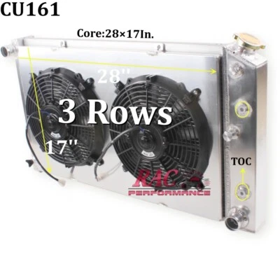Radiador de 3 filas con 2 ventiladores Pontiac Catalina Bonneville 1968-77 LeMans 1972-81 Foto 1 de 4