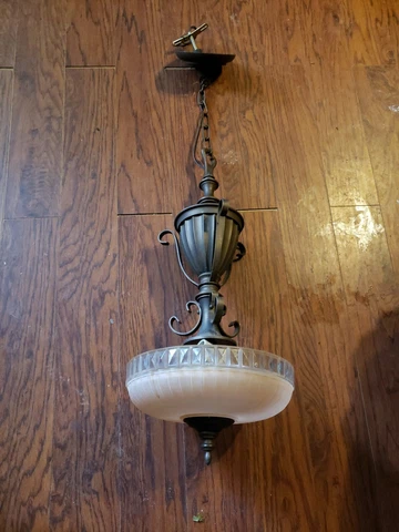 Vintage  Ceiling Light Lamp Fixture Chandelier antique pink Cover