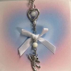 Y2K Phone Charm Chain Cute Girls Pendant Bear Bowknot Cellphone Strap Lanyard - Photo 1 sur 11
