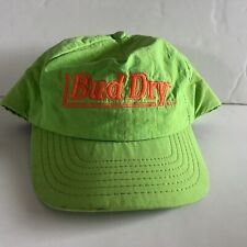 vtg 1990s Budweiser Bud Dry Anheuser Busch Snapback Trucker Hat Cap Neon Green