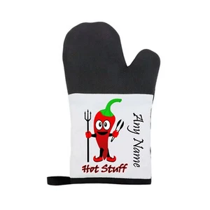 Personalised Chilli Hot Stuff Rubber/Canvas Material Oven Mitt/Glove Christmas - Picture 1 of 3