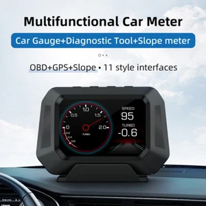 Car Smart OBD GPS Head Up Display HUD Gauge Speedometer Slope Meter Alarm 3 Mode - Bild 1 von 12