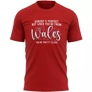 Mens Funny Nobodys Perfect Wales T Shirt shirt Country Rugby Him rugga cup to... - Picture 1 of 8