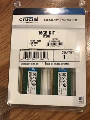 crucial memory 16GB KIT 2X8GB DDR3-1866 EUDIMM - Image 1 of 2