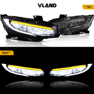 VLAND 2* FULL LED Headlights Fit For Honda Civic 10th GEN 2016-2018 DRL Assembly - Picture 1 of 14