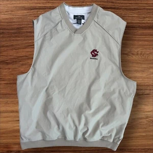 South Carolina Gamcocks Baseball Vest Mens L Beige Ray Tanner Golf Pullover - Picture 1 of 9