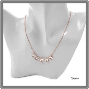 Collana da donna in argento rosa 925 con centrale pietre dure girocollo zirconi - Foto 1 di 7