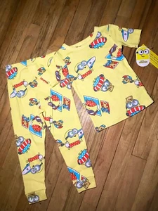 NEW Minions Toddler Summer 2-Piece Yellow Pajama Set Size 4T - Picture 1 of 3