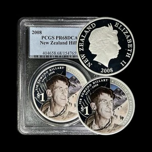 NEW ZEALAND. 2008, 1 Dollar, Silver - PCGS PR68 - Sir Edmund Hillary, Mt Everest - Picture 1 of 7