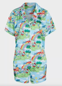 NEW PETER ALEXANDER DISNEY THE SMURFS POLY SATIN TOP & SHORTS PJ SET S RRP$129 - Picture 1 of 4
