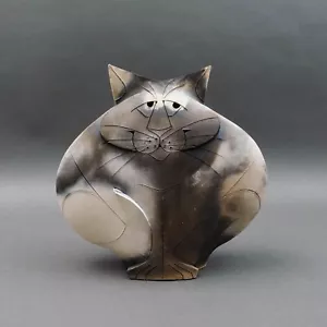 Mary Dewey Gates 1995 Signed Sitting Cat Original Studio Art Pottery Sculpture - Picture 1 of 9
