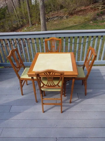 Vintage Leg-O-Matic Table & 4 Folding Chairs For Airstream Tiny House card table Cover