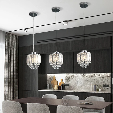3-Light Crystal Pendant Light Lamp Chandelier Hanging Kitchen Island Fixture E26 Cover
