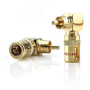 2pcs Gold Plated Right Angled RCA Male Plug HIFI Audio RCA Cable Connector - Picture 1 of 8