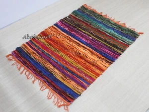 2x3 Ft Cotton Floor Chindi Rug Colorful Bathroom Runner Area Carpet Decorative - Picture 1 of 7