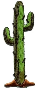WESTERN CACTUS IRON ON APPLIQUE 1 1/4 x 3 3/8 inch - Picture 1 of 1