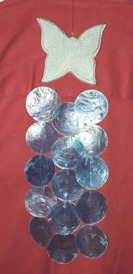 Handmade Shell Wind Chimes Capiz Shell Wind Chime Outdoor Indoor BUTTERFLY - Image 1 of 3