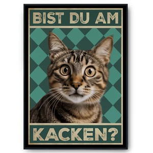Bist du am Kacken? Katzen Poster Badezimmer Gästebad Wandbild Klo Toilette Deko - Bild 1 von 10