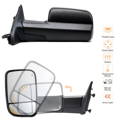 Tow Mirrors For 2014 2015 2016 Dodge Ram 1500 2500 3500 Power Temp Sensor LH+RH - Image 1 of 4