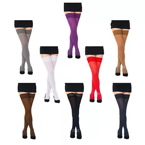 Colourful Opaque 40Denier Microfibre Hold-Ups Stockings by SENTELEGRI,SizesS-XXL - Picture 1 of 8