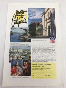 Union Pacific Railroad Vtg 1953 Print Ad Winter Vacation In California - Picture 1 of 3