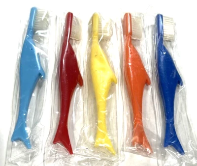Juego de cepillo de dientes de viaje colorido divertido para niños peces 4,5" (paquete de 5) Foto 1 de 4